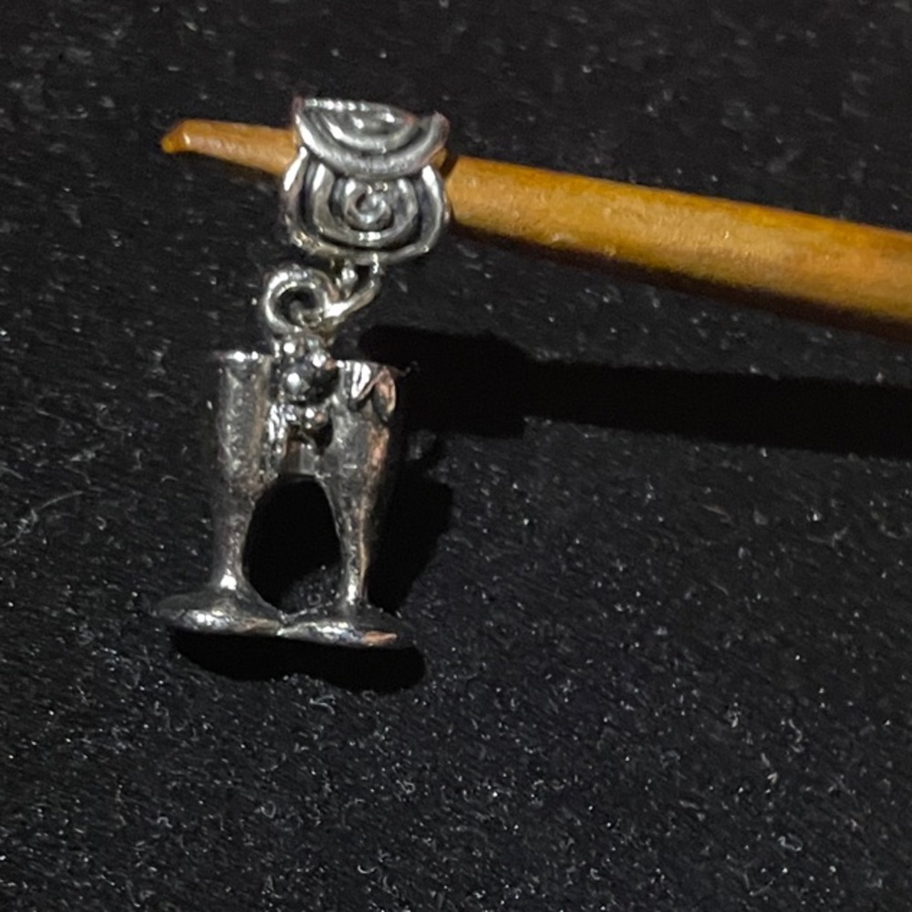 Silver Champagne Glass Charm